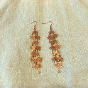 Rose Gold Palm Tree Dangle Earrings